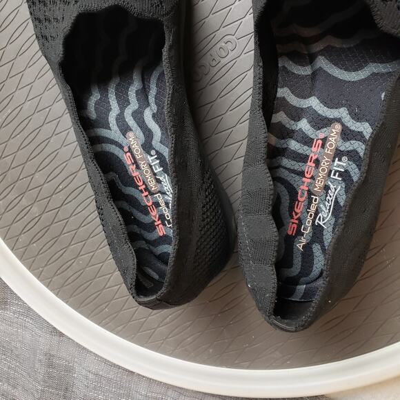 Skechers Reggae Loafers Womens 9.5 Black Slipon Scalloped Knit Casual Streetwear - Picture 5 of 10